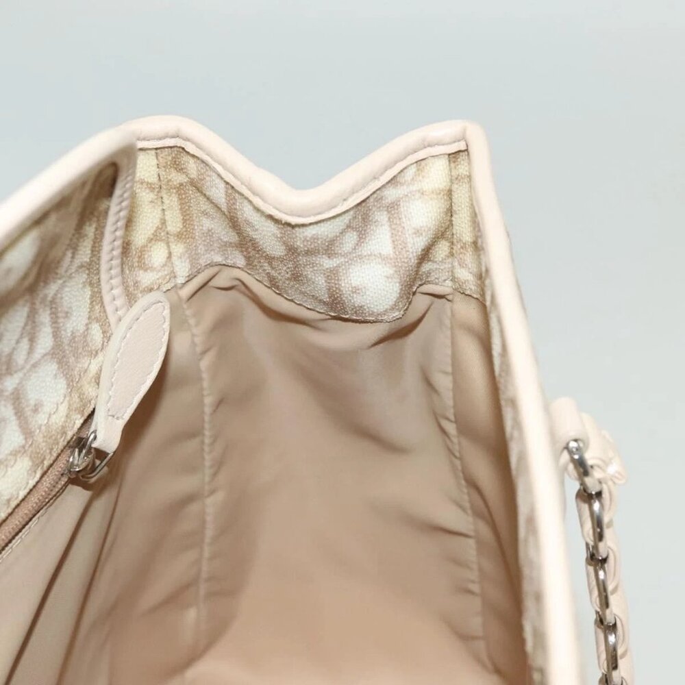 Christian Dior Trotter Canvas Romantic Chain Tote Bag PVC Beige Auth 140098 - Picture 12 of 16